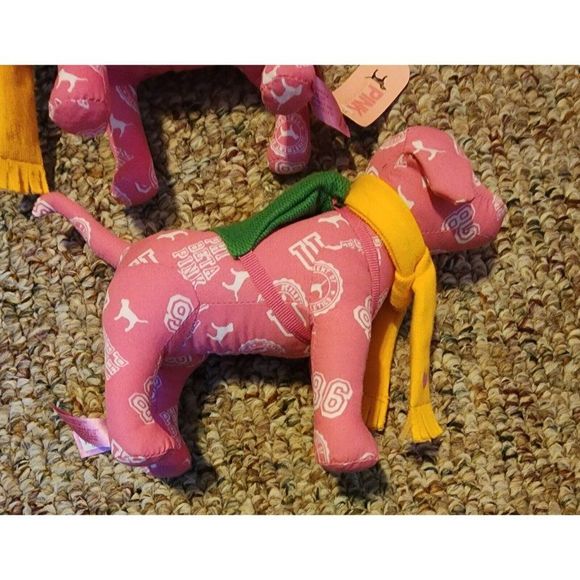 Victoria's Secret PHI BETA PINK DOG Stuffed Anima Scarf Backpack x2 - Picture 2 of 8
